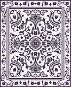 Ornate Black Floral Scroll Medallion Rug