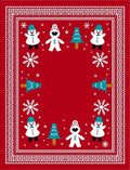 Red Festive Snowman Christmas Tree Rug