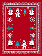 Red Festive Snowman Christmas Tree Rug