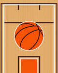 Orange Basketball Court Lines Rug