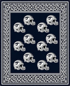Navy Blue Football Helmets Border Rug