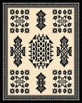 Black and Beige Central Medallion Abstraction Rug