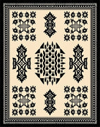 Black and Beige Central Medallion Abstraction Rug