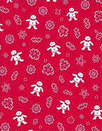 Whimsical Red Gingerbread Flowers Stars Rug