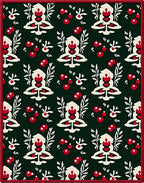 Deep Forest Red Blossom Folk Art Rug