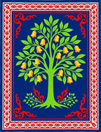 Vibrant Blue Bell Tree Garden Scarlet Border Rug