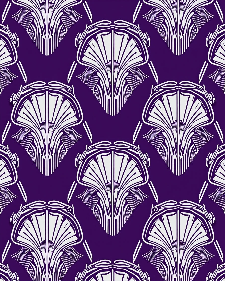 Art Deco Plum Fan Motif Rug