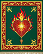 Sacred Heart Of Flames Green Rug
