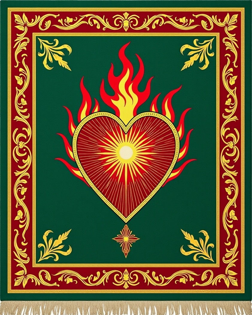 Sacred Heart Of Flames Green Rug