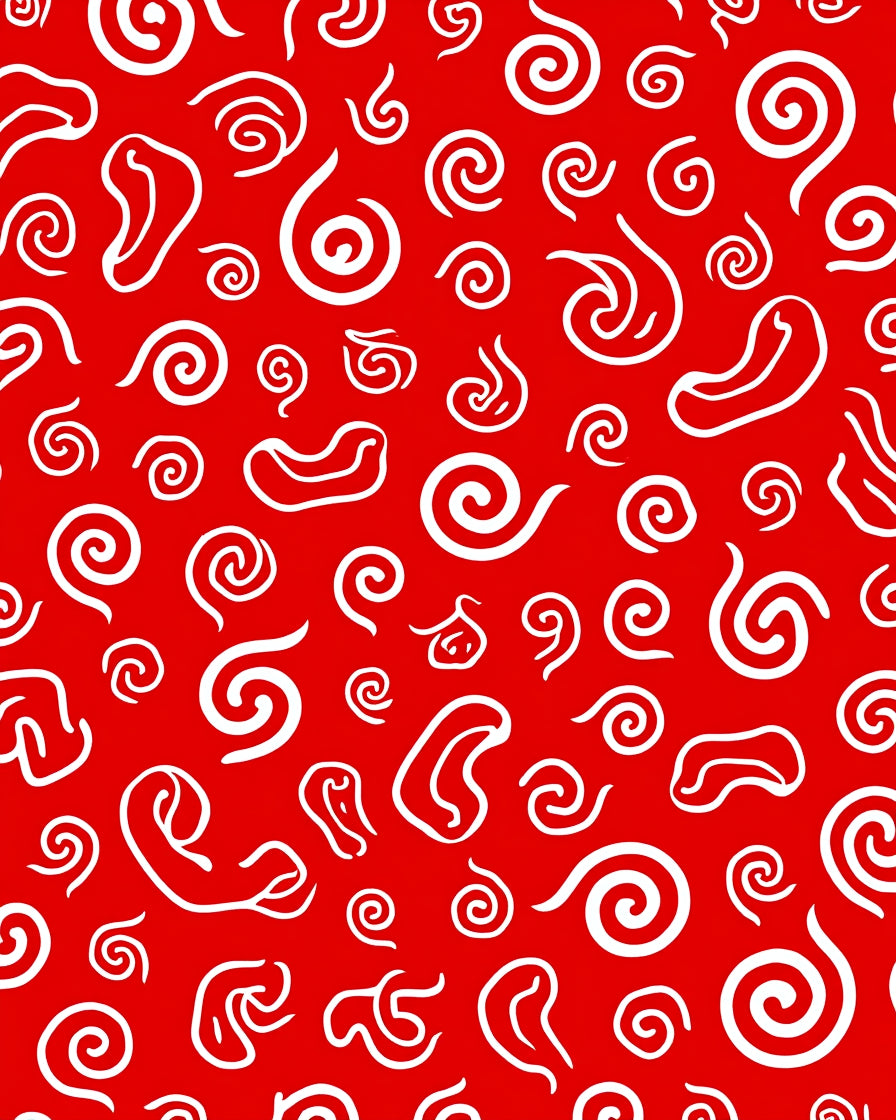 Bold Red Swirl Organic Field Rug