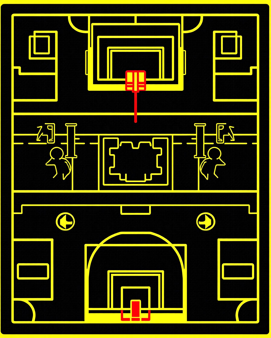 Graphic Basketball Court Yellow Black Rug
