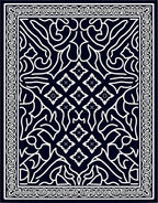 Dark Blue White Floral Medallion Mandala Rug