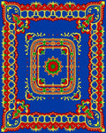 Royal Blue Red Yellow Floral Medallion Rug