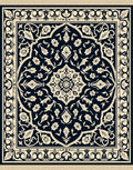 Classic Navy Floral Medallion Rug