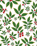Green Red Holly Berries Foliage Rug