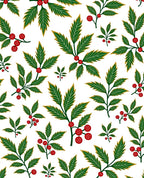 Green Red Holly Berries Foliage Rug