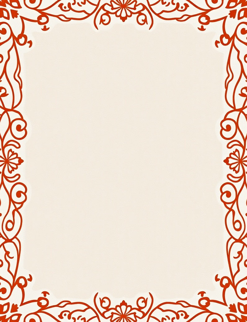 Vibrant Red Arabesque Floral Border Rug