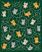 Playful Kittens Green Whimsical Maze Rug