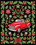 Vintage Red Truck Pine Garland Rug
