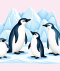 Whimsical Penguin Family Iceberg Scene Rug