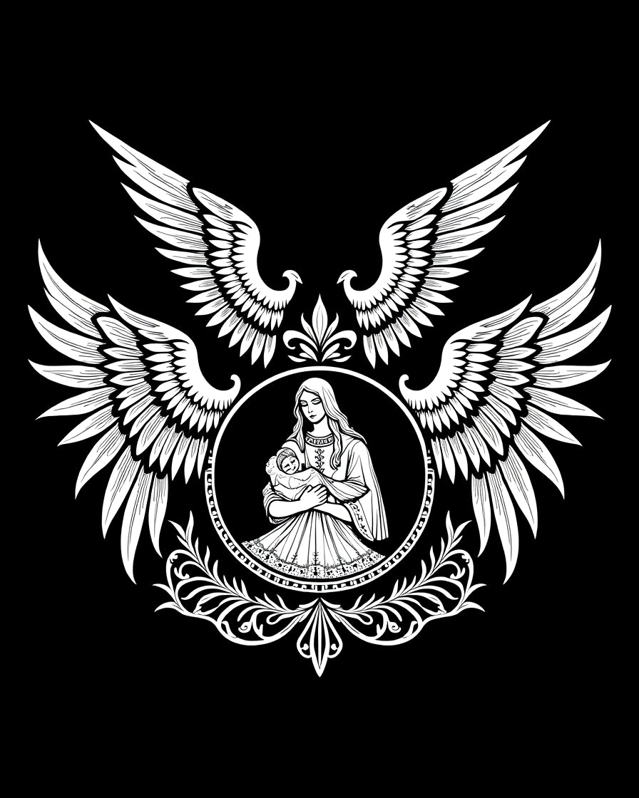 White Angel Mother Infant Crest Rug