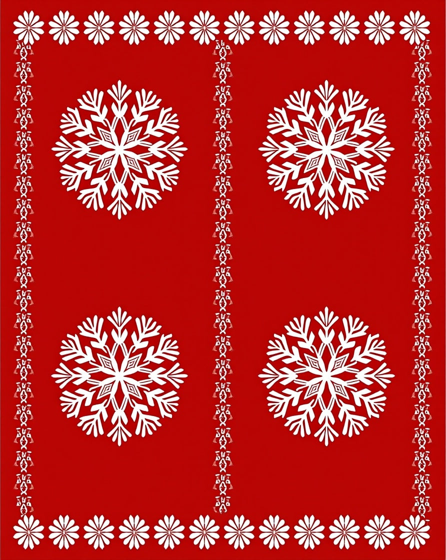 Holiday Snowflakes Border Rug