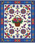 Colorful Floral Basket Medallion Border Rug