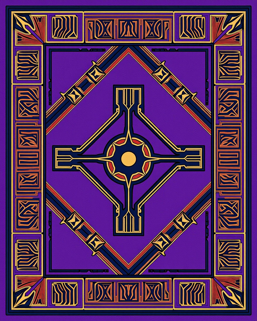 Bold Purple Abstract Geometric Sun Rug