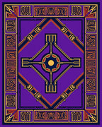 Bold Purple Abstract Geometric Sun Rug