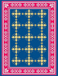 Vibrant Gold Crosses Blue Border Rug