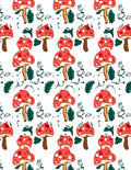 Red Mushroom Botanical Whimsical Fantasy Rug