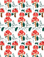 Red Mushroom Botanical Whimsical Fantasy Rug