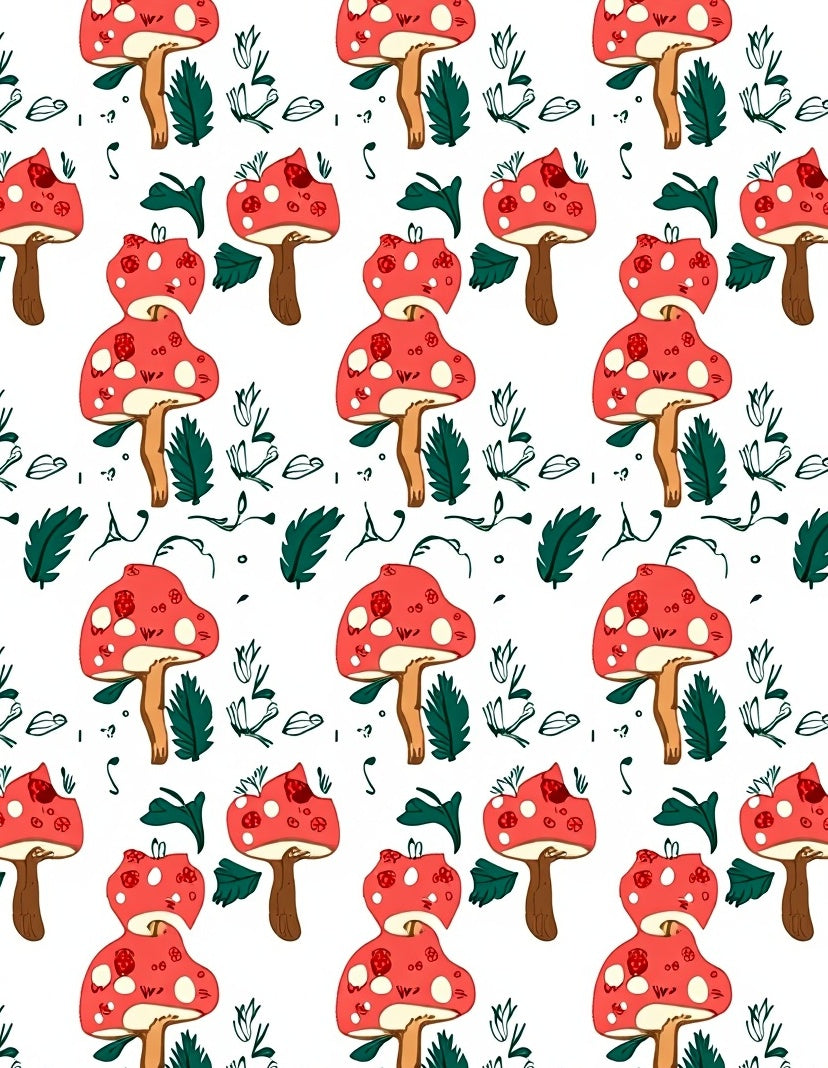 Red Mushroom Botanical Whimsical Fantasy Rug