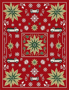 Red Flower Truck Snowflake Medley Rug