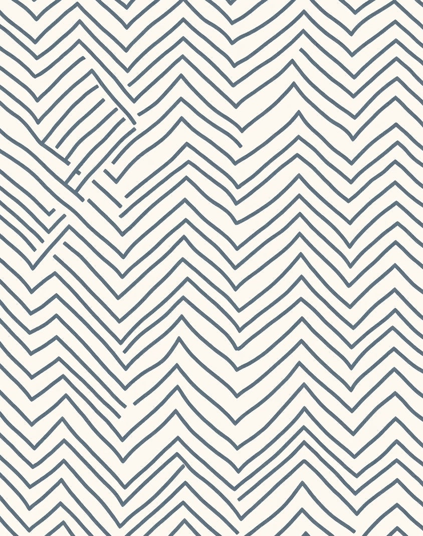 Hand Drawn Slate Zigzag Chevron Rug