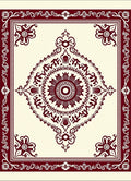 Deep Crimson Mandala Border Cream Rug