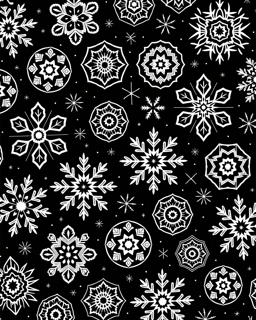 Black White Snowflake Mandala Medallion Rug