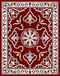 Crimson and Cream Floral Medallion Rug