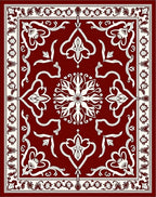 Crimson and Cream Floral Medallion Rug