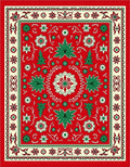 Festive Red Floral Leaf Medallion Rug