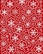 Crimson White Snowflakes Tessellation Rug