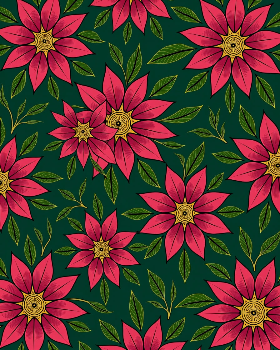 Bright Pink Floral Garden Art Rug