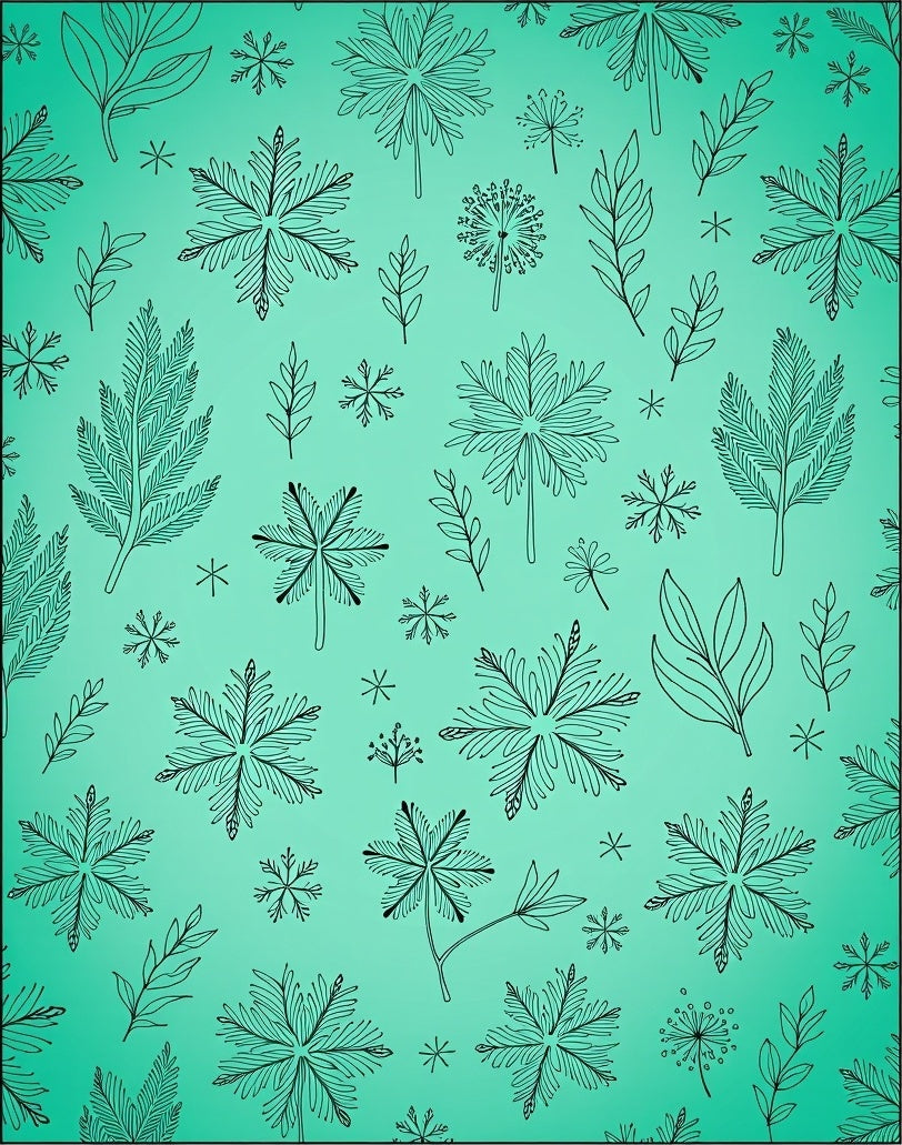 Aqua Frosted Winter Botanical Collage Rug