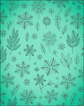 Aqua Frosted Winter Botanical Collage Rug