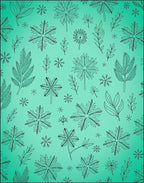 Aqua Frosted Winter Botanical Collage Rug