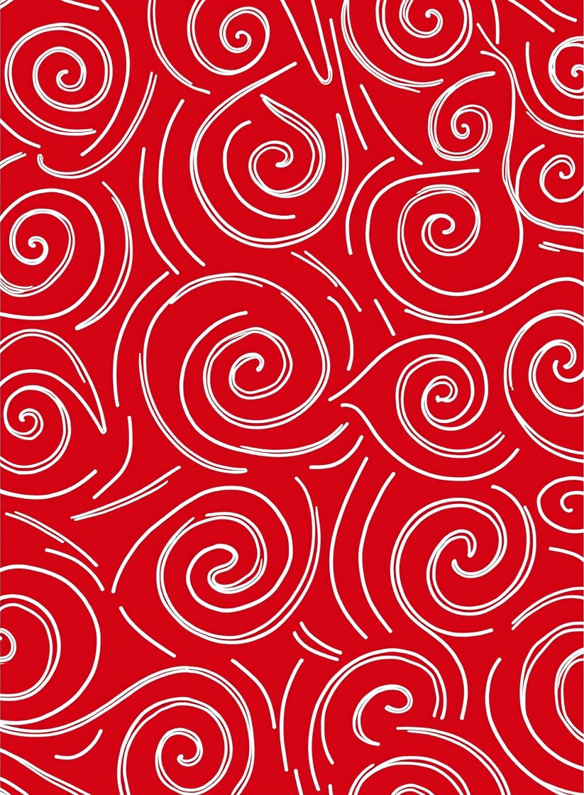 Crimson Swirls on Red Ground Rug