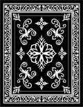 Black White Classic Floral Medallion Rug