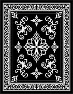 Black White Classic Floral Medallion Rug