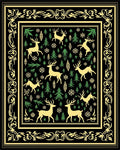 Golden Reindeer Pine Forest Border Rug