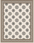Neutral Cream Scroll Medallion Border Rug